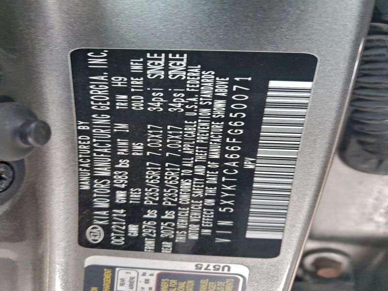 Aukcja sprzedaży 2015 Kia Sorento, vin: 5XYKTCA66FG650071, numer aukcji: 95753985