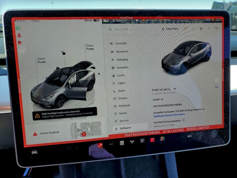 96048875 :رقم المزاد ، 7SAYGDEDXSF319060 vin ، 2025 Tesla Model Y مزاد بيع