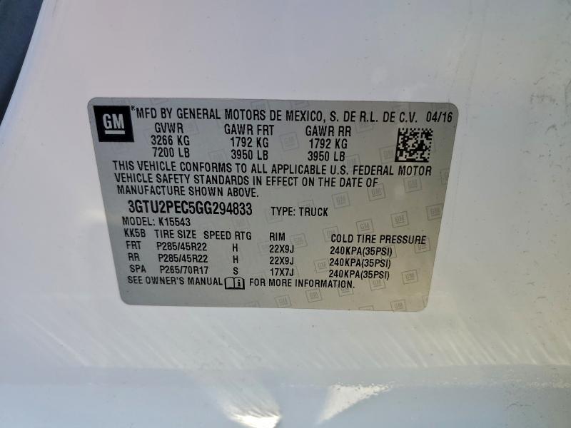 Продажа на аукционе авто 2016 Gmc Sierra K15, vin: 3GTU2PEC5GG294833, номер лота: 95273835