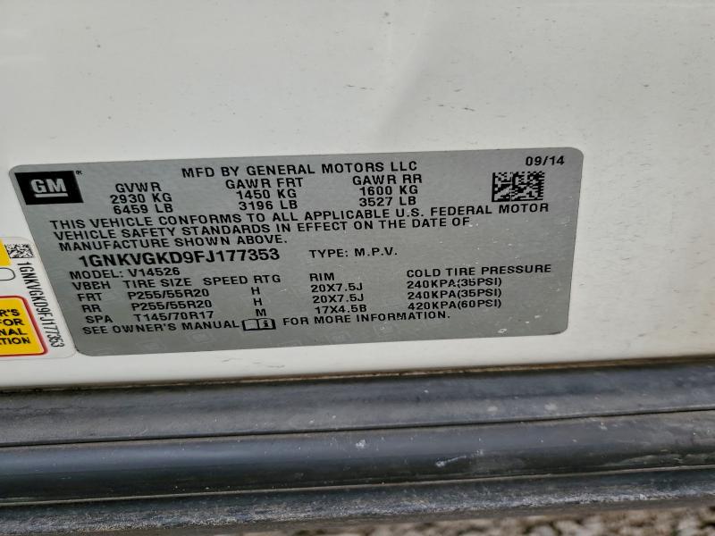 Продажа на аукционе авто 2015 Chevrolet Traverse, vin: 1GNKVGKD9FJ177353, номер лота: 97361905