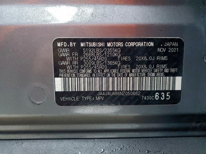 Aukcja sprzedaży 2022 Mitsubishi Outlander, vin: JA4J4UA86NZ050662, numer aukcji: 96645355