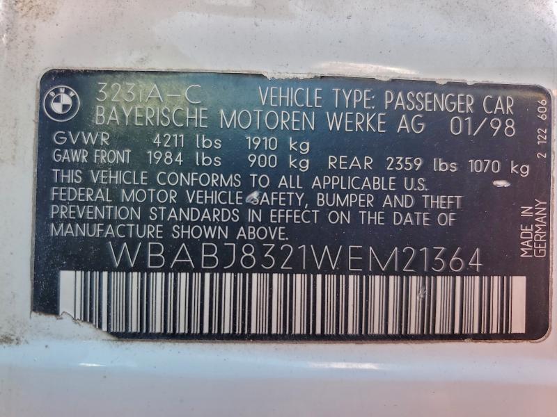 Продажа на аукционе авто 1998 Bmw 323, vin: WBABJ8321WEM21364, номер лота: 94974275