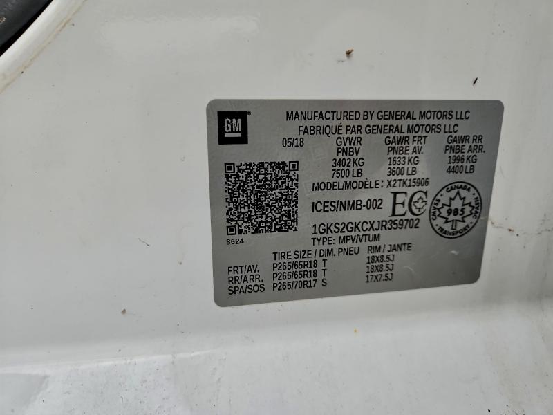 Продаж на аукціоні авто 2018 Gmc Yukon Xl K, vin: 1GKS2GKCXJR359702, номер лоту: 96717435
