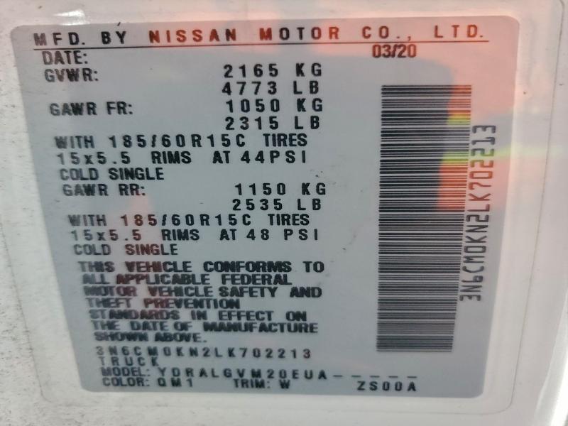 2020 Nissan Nv200 მანქანა იყიდება აუქციონზე, vin: 3N6CM0KN2LK702213, აუქციონის ნომერი: 92485385