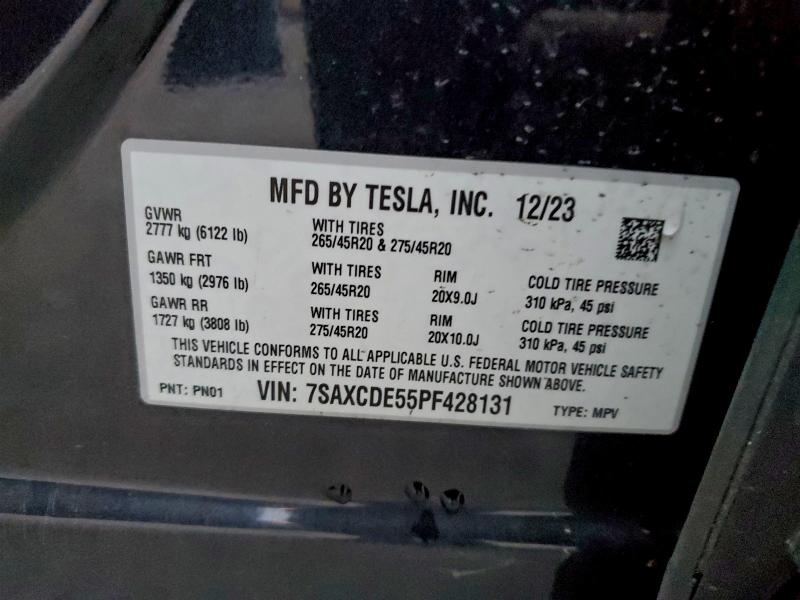 95965525 :رقم المزاد ، 7SAXCDE55PF428131 vin ، 2023 Tesla Model X مزاد بيع