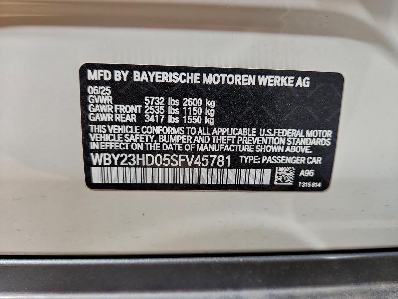 Продажа на аукционе авто 2025 Bmw I4 Edrive, vin: WBY23HD05SFV45781, номер лота: 96803755