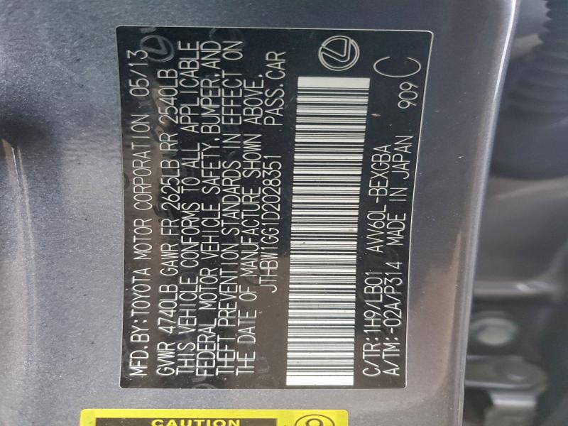 Продажа на аукционе авто 2013 Lexus Es 300h, vin: JTHBW1GG1D2028351, номер лота: 96625775