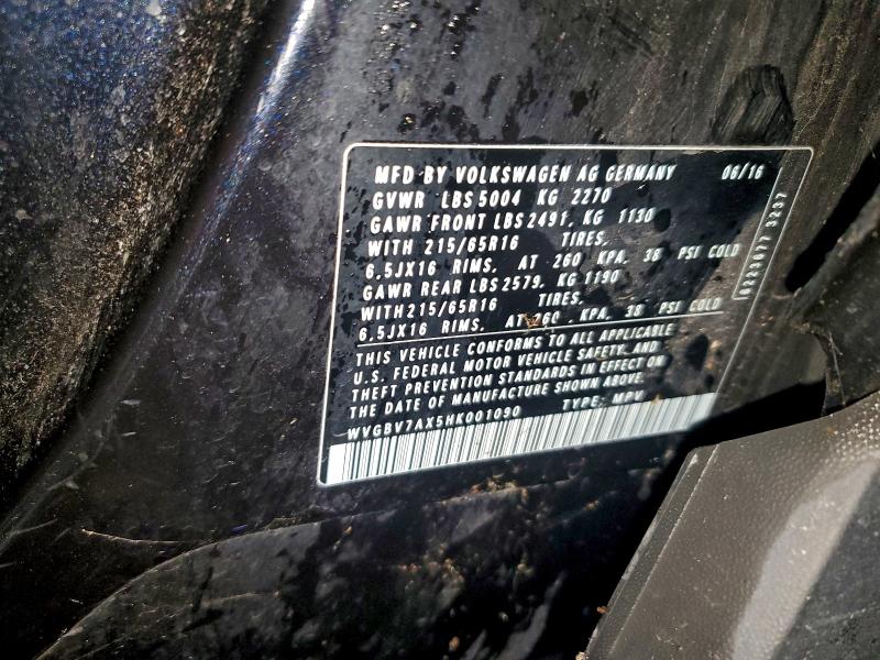 2017 Volkswagen Tiguan მანქანა იყიდება აუქციონზე, vin: WVGBV7AX5HK001090, აუქციონის ნომერი: 90299675