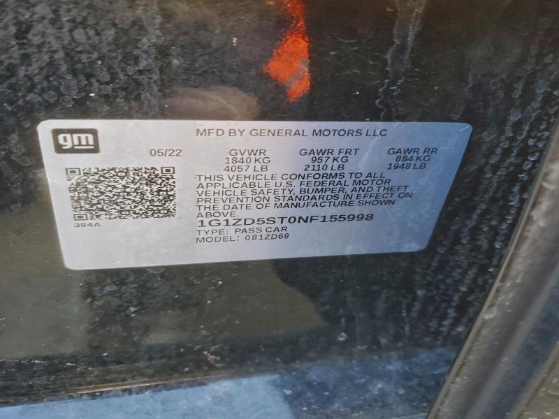 95913145 :رقم المزاد ، 1G1ZD5ST0NF155998 vin ، 2022 Chevrolet Malibu مزاد بيع