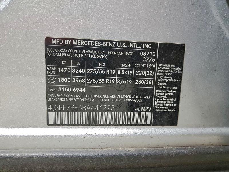 Продажа на аукционе авто 2011 Mercedes-benz Gl, vin: 4JGBF7BE6BA646273, номер лота: 94133475