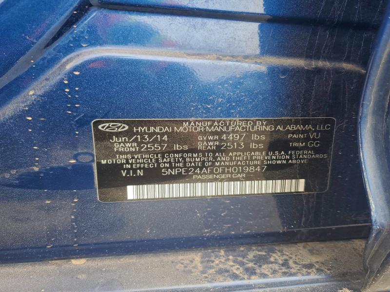 2015 Hyundai Sonata მანქანა იყიდება აუქციონზე, vin: 5NPE24AF0FH019847, აუქციონის ნომერი: 92943535