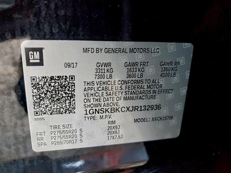 95257735 :رقم المزاد ، 1GNSKBKCXJR132936 vin ، 2018 Chevrolet Tahoe مزاد بيع