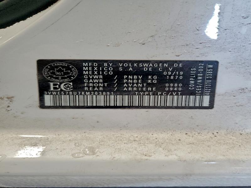 95058365 :رقم المزاد ، 3VWE57BU7KM263891 vin ، 2019 Volkswagen Jetta مزاد بيع