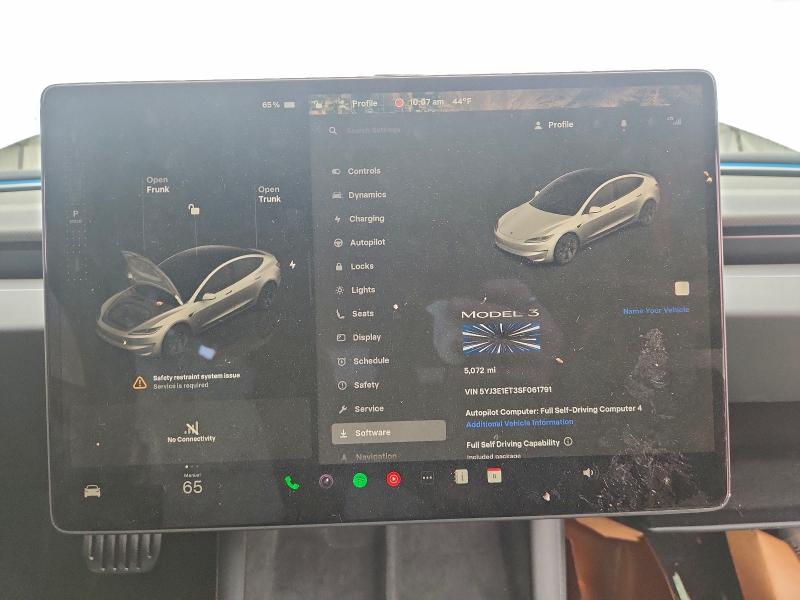 Aukcja sprzedaży 2025 Tesla Model 3, vin: 5YJ3E1ET3SF061791, numer aukcji: 95506365