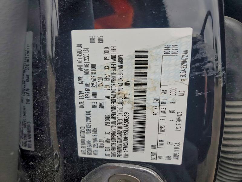 Aukcja sprzedaży 2020 Ford Escape, vin: 1FMCU9H65LUA59259, numer aukcji: 92747215
