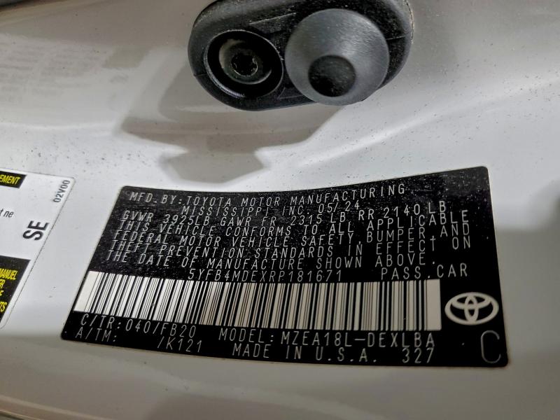 Продаж на аукціоні авто 2024 Toyota Corolla Le, vin: 5YFB4MDEXRP181671, номер лоту: 97285995
