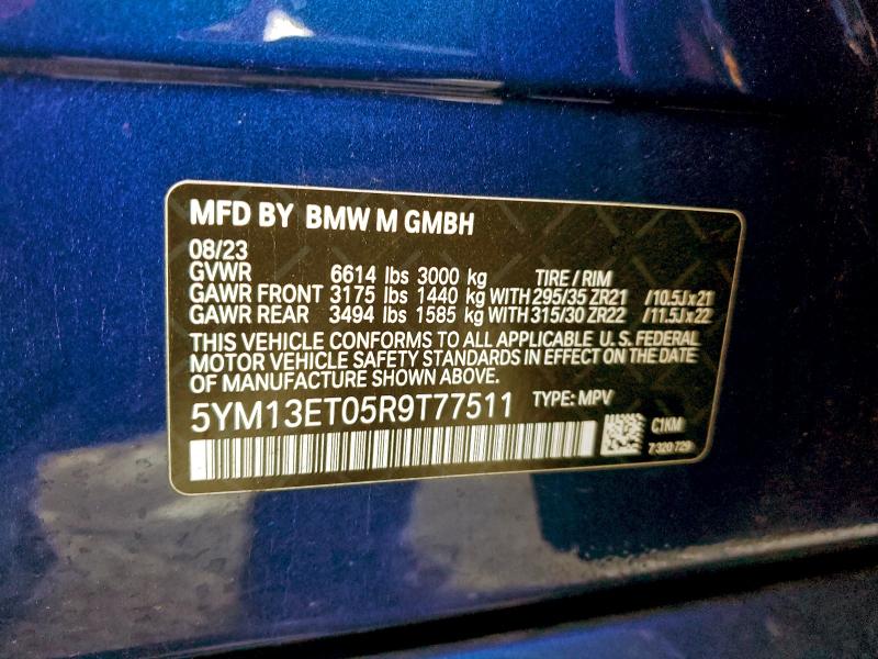 Продаж на аукціоні авто 2024 Bmw X5 M Compe, vin: 5YM13ET05R9T77511, номер лоту: 95584145