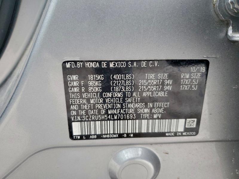 95879725 :رقم المزاد ، 3CZRU5H54LM701693 vin ، 2020 Honda Hr-v مزاد بيع