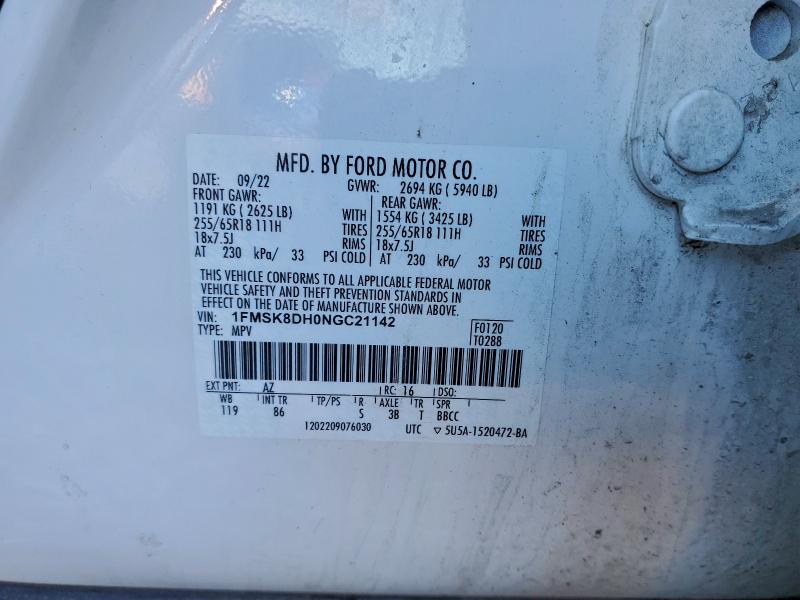 Продажа на аукционе авто 2022 Ford Explorer X, vin: 1FMSK8DH0NGC21142, номер лота: 95936335