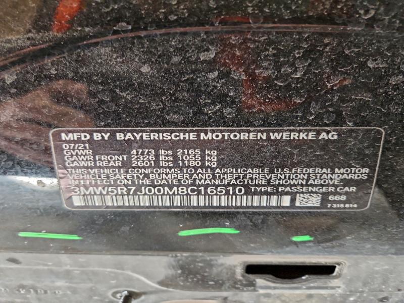 Aukcja sprzedaży 2021 Bmw 330xi, vin: 3MW5R7J00M8C16510, numer aukcji: 97654345