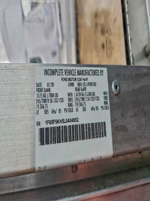 95883585 :رقم المزاد ، 1F65F5KN5L0A04952 vin ، 2020 Ford F550 مزاد بيع