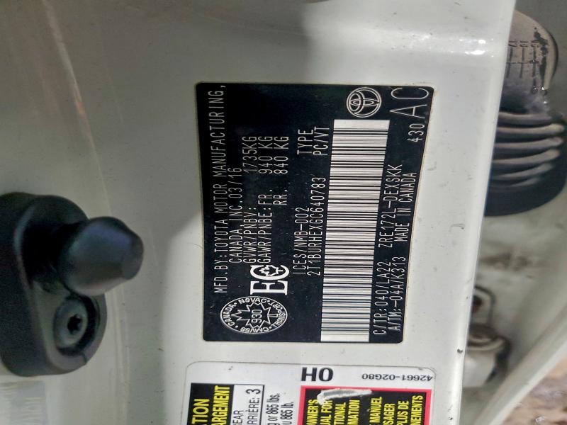 95671515 :رقم المزاد ، 2T1BURHEXGC640783 vin ، 2016 Toyota Corrola مزاد بيع