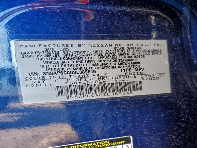 Aukcja sprzedaży 2025 Nissan Kicks, vin: 3N8AP6CA0SL389515, numer aukcji: 96701495