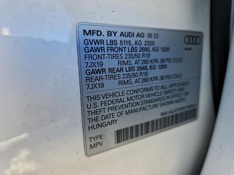 Продажа на аукционе авто 2022 Audi Q3, vin: WA1AUCF35N1136020, номер лота: 96765035