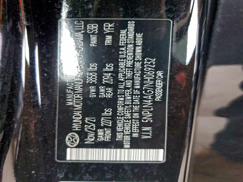 Aukcja sprzedaży 2022 Hyundai Elantra, vin: 5NPLN4AG7NH069232, numer aukcji: 97286765