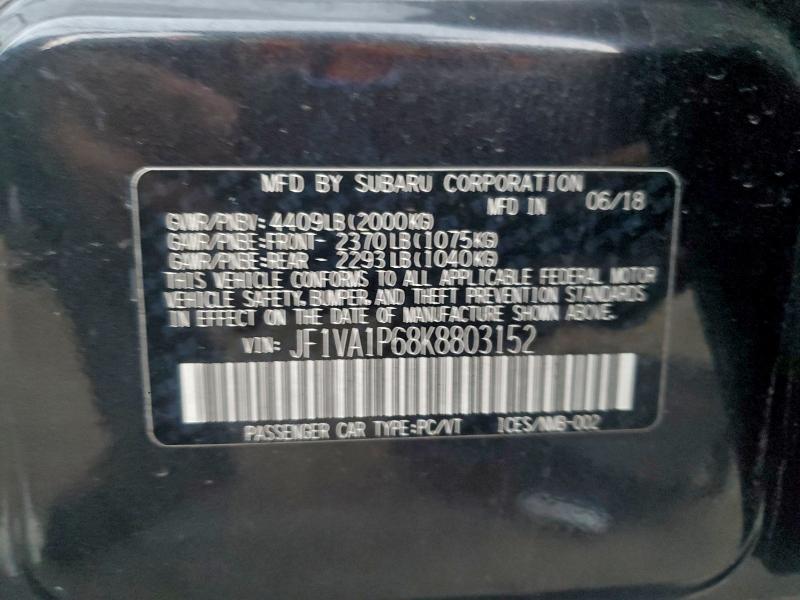 Aukcja sprzedaży 2019 Subaru Wrx, vin: JF1VA1P68K8803152, numer aukcji: 95998425