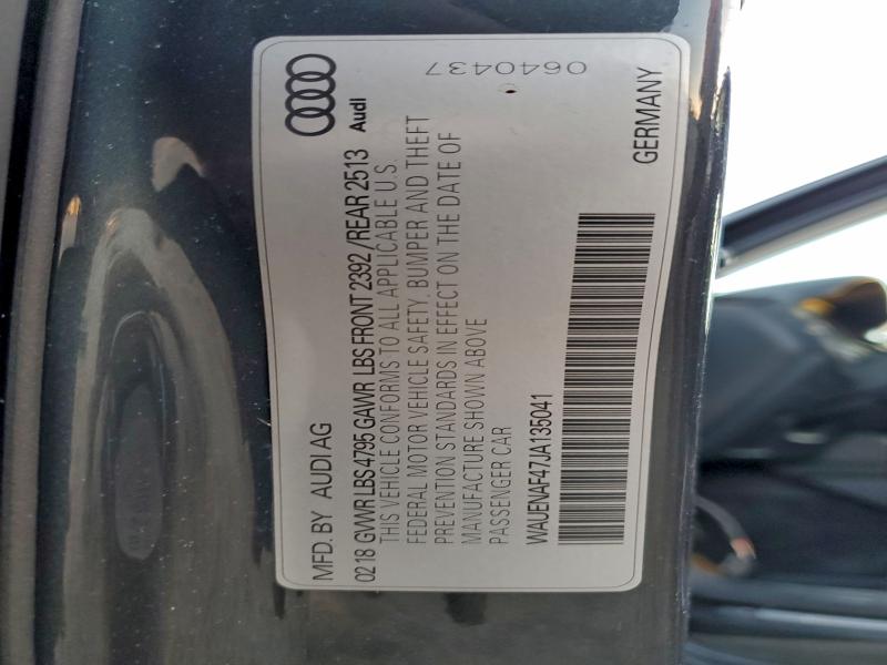 2018 Audi A4 მანქანა იყიდება აუქციონზე, vin: WAUENAF47JA135041, აუქციონის ნომერი: 98236405
