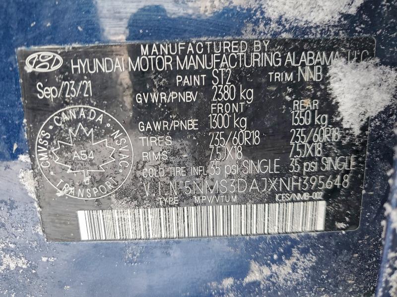 Продажа на аукционе авто 2022 Hyundai Santa Fe, vin: 5NMS3DAJXNH395648, номер лота: 96691705
