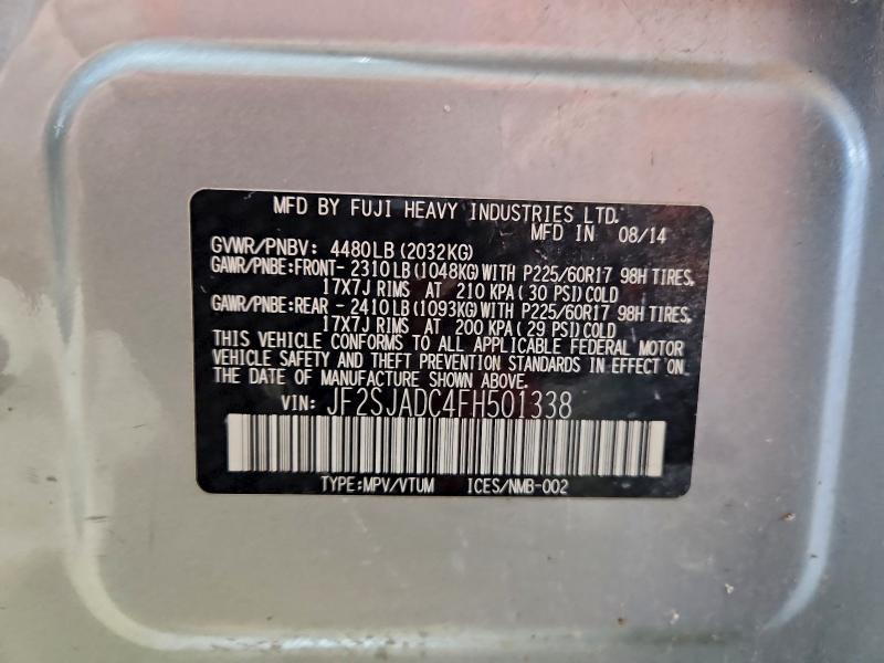 2015 Subaru Forester 2 მანქანა იყიდება აუქციონზე, vin: JF2SJADC4FH501338, აუქციონის ნომერი: 97271965