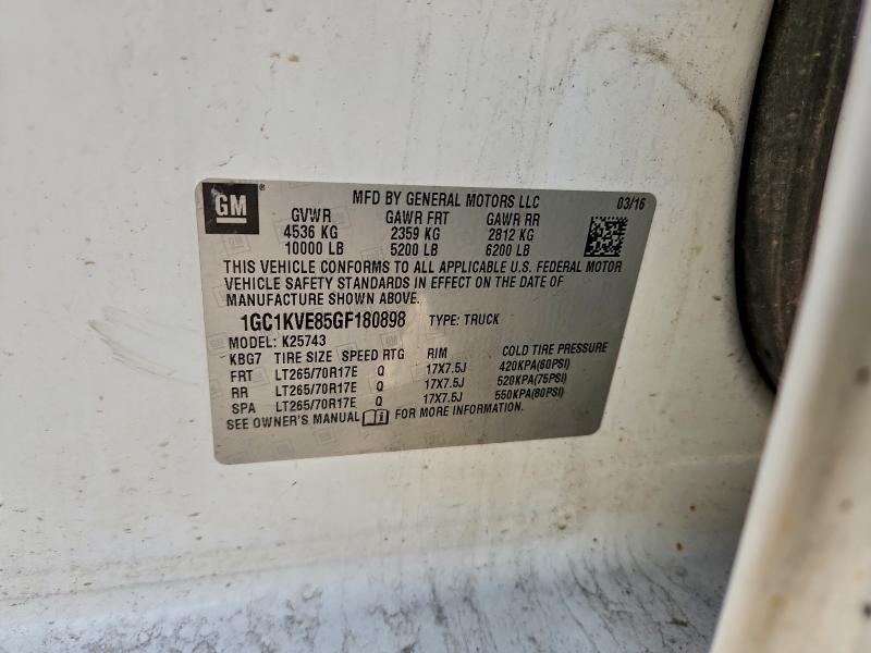 95756515 :رقم المزاد ، 1GC1KVE85GF180898 vin ، 2016 Chevrolet Silverado مزاد بيع