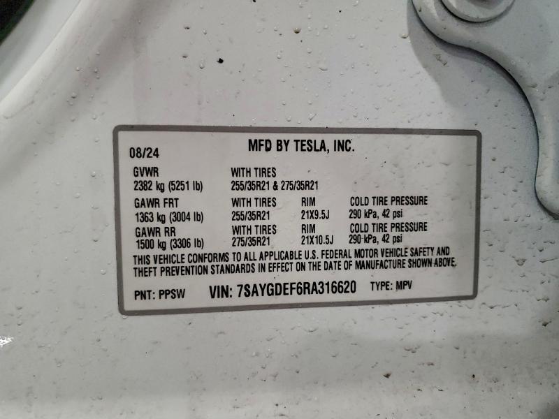Продажа на аукционе авто 2024 Tesla Model Y, vin: 7SAYGDEF6RA316620, номер лота: 96048375