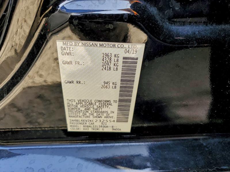 97669305 :رقم المزاد ، 1N4BL4EV2KC232554 vin ، 2019 Nissan Altima Sl مزاد بيع