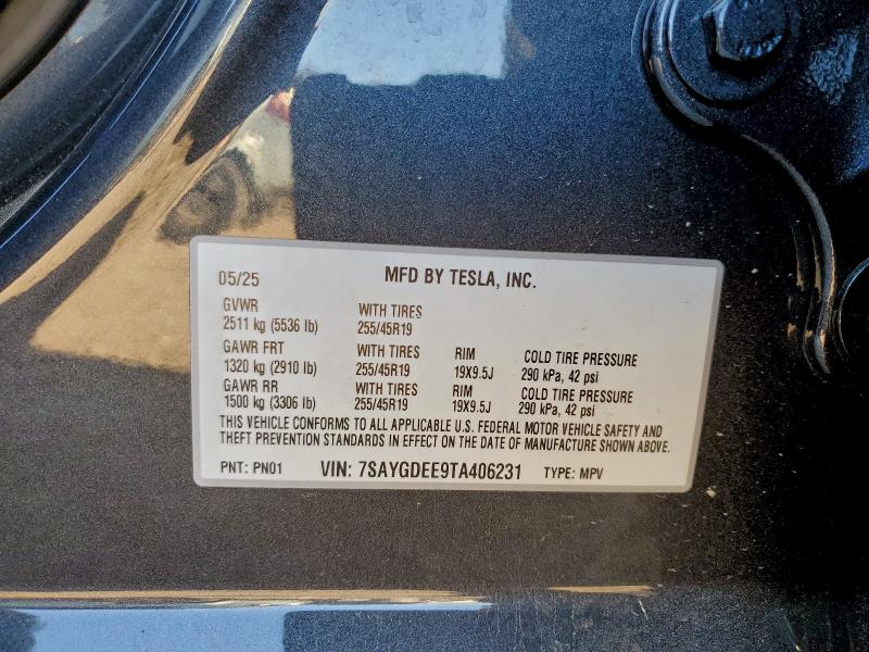 Продаж на аукціоні авто 2026 Tesla Model Y, vin: 7SAYGDEE9TA406231, номер лоту: 96767925