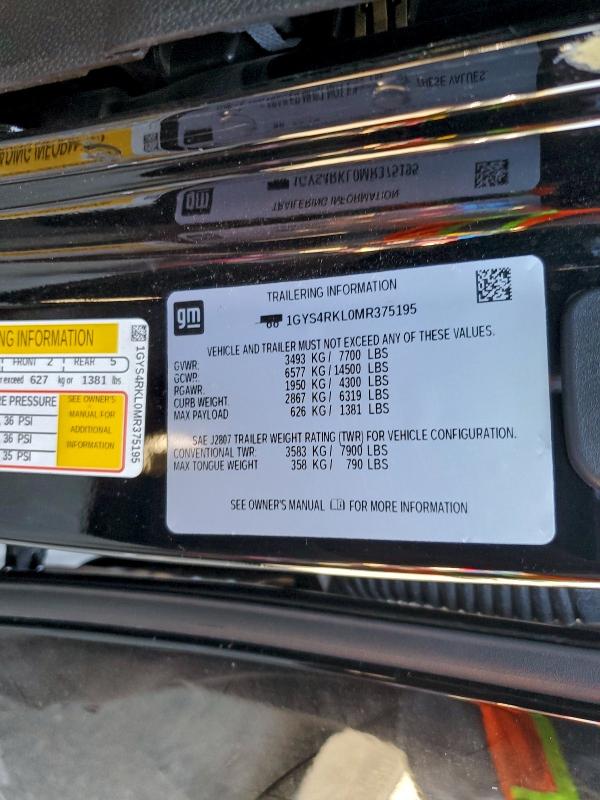 2021 Cadillac Escalade მანქანა იყიდება აუქციონზე, vin: 1GYS4RKL0MR375195, აუქციონის ნომერი: 96295185