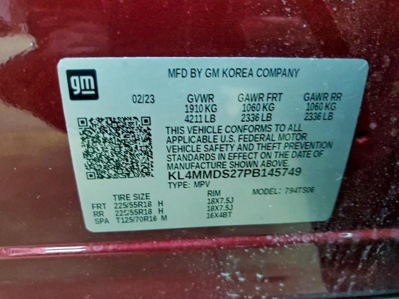 2023 Buick Encore Gx მანქანა იყიდება აუქციონზე, vin: KL4MMDS27PB145749, აუქციონის ნომერი: 94919475