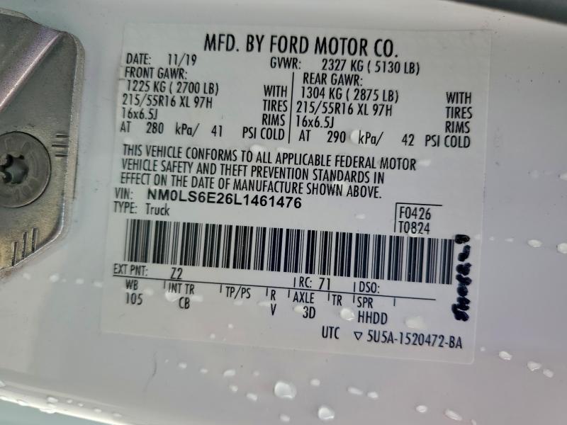 2020 Ford Transit Connect მანქანა იყიდება აუქციონზე, vin: NM0LS6E26L1461476, აუქციონის ნომერი: 94578305