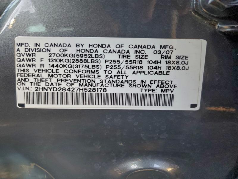 Продажа на аукционе авто 2007 Acura Mdx, vin: 2HNYD28427H528178, номер лота: 97590845