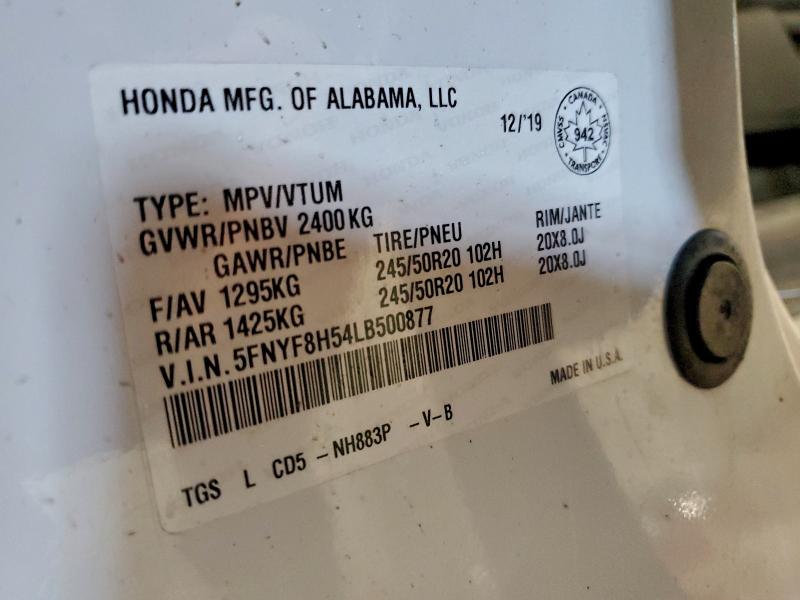 2020 Honda Passport E მანქანა იყიდება აუქციონზე, vin: 5FNYF8H54LB500877, აუქციონის ნომერი: 95241845
