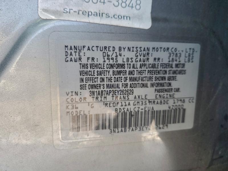 96519055 :رقم المزاد ، 3N1AB7AP3EY262629 vin ، 2014 Nissan Sentra مزاد بيع