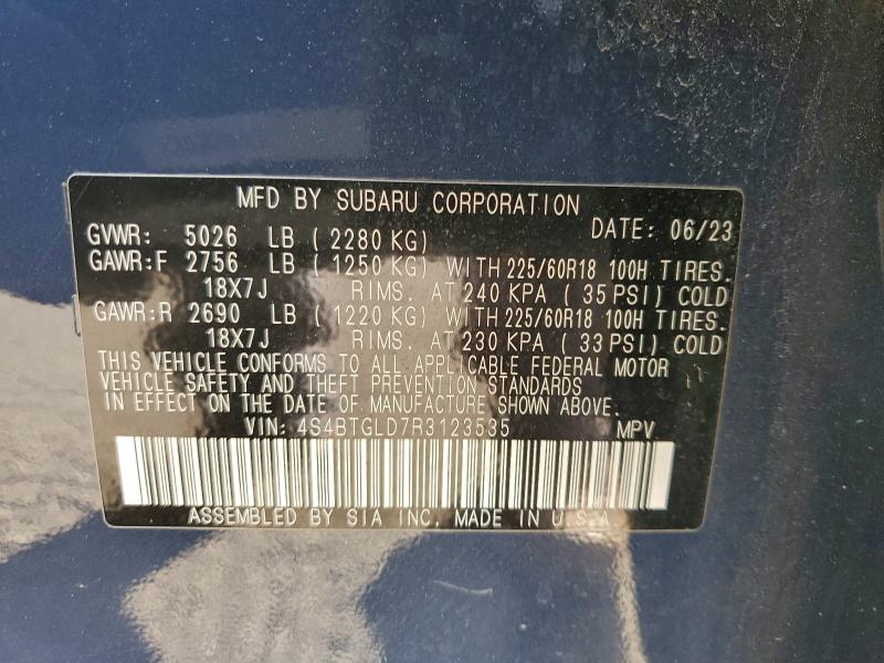 Продажа на аукционе авто 2024 Subaru Outback, vin: 4S4BTGLD7R3123535, номер лота: 95982945