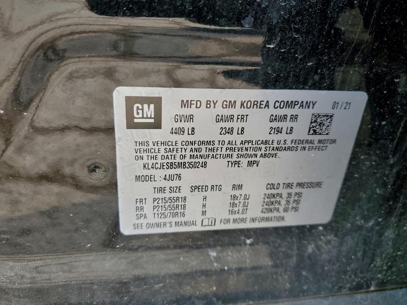 Aukcja sprzedaży 2021 Buick Encore, vin: KL4CJESB5MB350248, numer aukcji: 96236395