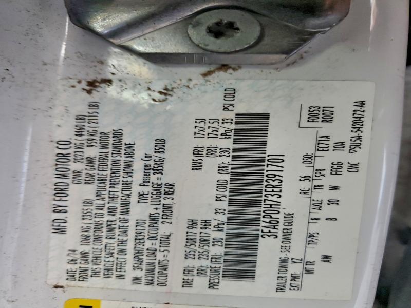 Aukcja sprzedaży 2014 Ford Fusion, vin: 3FA6P0H73ER391701, numer aukcji: 96218545