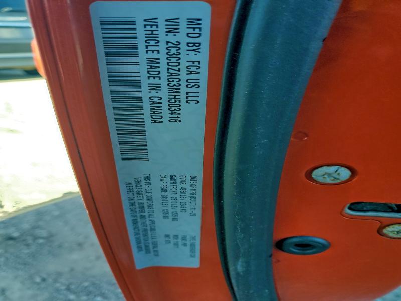 2021 Dodge Challenger მანქანა იყიდება აუქციონზე, vin: 2C3CDZAG3MH503416, აუქციონის ნომერი: 96668535
