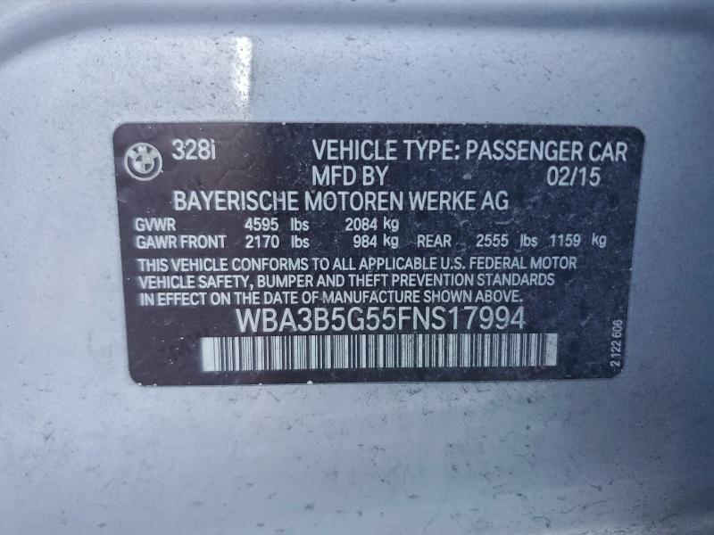 Aukcja sprzedaży 2015 Bmw 328, vin: WBA3B5G55FNS17994, numer aukcji: 94895115