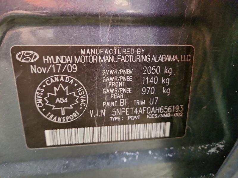 Aukcja sprzedaży 2010 Hyundai Sonata Limited V6 4d, vin: 5NPET4AF0AH656193, numer aukcji: 96938085