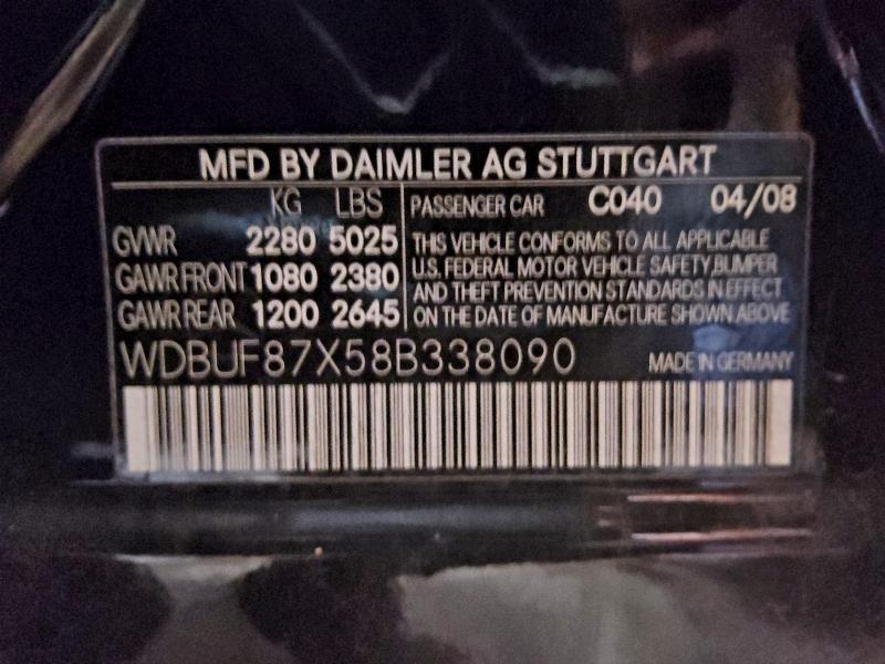 Aukcja sprzedaży 2008 Mercedes-benz E 350 4mat, vin: WDBUF87X58B338090, numer aukcji: 95461915